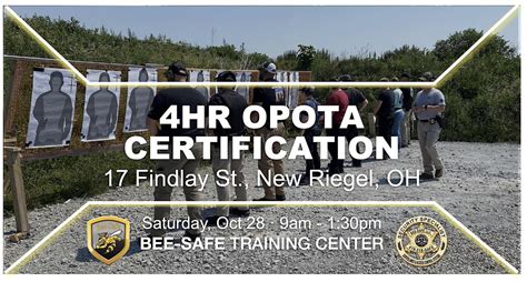 Ohio Peace Officer's Basic Training Certificate AND most current re-qualification score sheet (for peace officers). . Opota firearms qualification course
